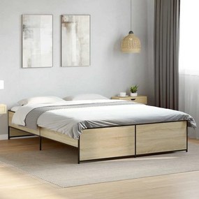 VidaXL Πλαίσιο Κρεβατιού Sonoma Δρυς 150x200 εκ. Επεξ. Ξύλο & Μέταλλο