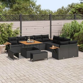 vidaXL Σετ Καναπέ Κήπου με μαξιλάρι 13 pcs Μαύρο