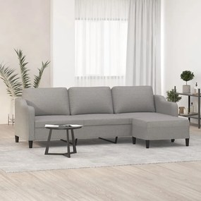 vidaXL Καναπές Τριθέσιος Ανοιχτό Γκρι 210 εκ. Υφασμάτινος Υποπόδιο