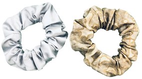 Scrunchy για τα Μαλλιά Medium Σετ 2 Τεμ - SILVER BEIGE