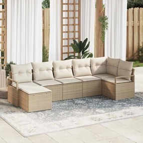 vidaXL Σετ Καναπέ με μαξιλάρι 7 pcs Μπεζ συνθετικό ρατάν