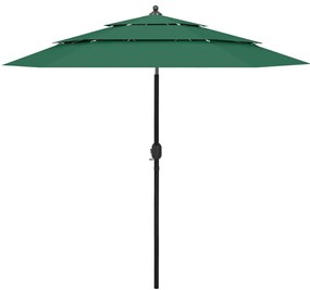 Ομπρέλα 3 Επιπέδων Πράσινη 2,5 μ. με Ιστό Αλουμινίου