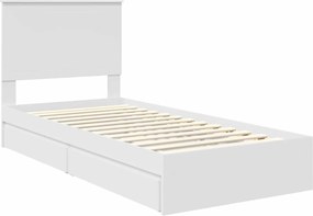 vidaXL Κρεβάτι Αποθήκης Λευκό 90 x 200 cm Επεξεργασμένο ξύλο