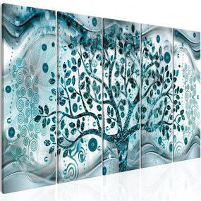 Πίνακας - Tree and Waves (5 Parts) Blue 200x80