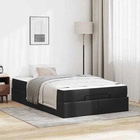 vidaXL Σκελετός κρεβατιού με στρώμα Μαύρο 120 x 190 cm Τεχνητό δέρμα