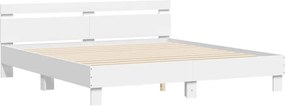 vidaXL Πλαίσιο Κρεβατιού με Κεφαλάρι/LED Λευκό 180x200 εκ