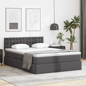 vidaXL Κρεβάτι με αποθηκευτικό χώρο και LED Γκρι 140 x 190 cm
