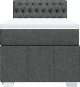 vidaXL Κρεβάτι Boxspring με Στρώμα Σκούρο Γκρι 90x190 εκ. Υφασμάτινο