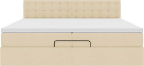 vidaXL Οθωμανικό κρεβάτι με στρώμα Cream 200x200 cm Ύφασμα