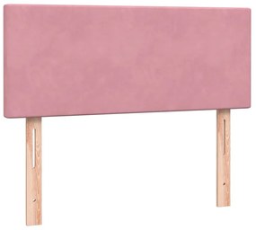 Box Spring κρεβάτι με στρώμα ροζ 120x220 cm Βελούδινο - Ροζ