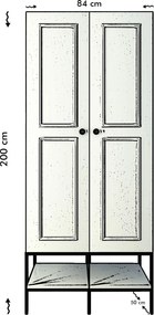 Διφυλλη Ντουλαπα Λευκο/Μαυρο/Χρυσο MARTIN 57x190x200