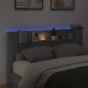 vidaXL Κεφαλάρι με Αποθήκη και LED Γκρι Sonoma Επεξεργασμένο Ξύλο