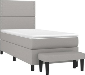 vidaXL Κρεβάτι Boxspring με Στρώμα Ανοιχτό Γκρι 100x200 εκ. Υφασμάτινο