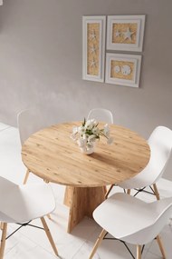 Stewehome Μοντέρνο στρογγυλό τραπέζι τραπεζαρίας από ατλαντικό πεύκο 90x90 cm
