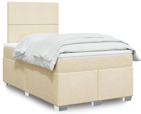 vidaXL Κρεβάτι Boxspring με Στρώμα Κρεμ 120x200 εκ. Υφασμάτινο