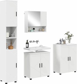 vidaXL Σετ Επίπλων Μπάνιου 4 pcs Λευκό Επεξεργασμένο ξύλο &amp; Μέταλλο
