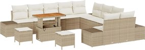 vidaXL Σετ Καναπέ Κήπου με μαξιλάρι 13 pcs Μπεζ Πολυ ράταν