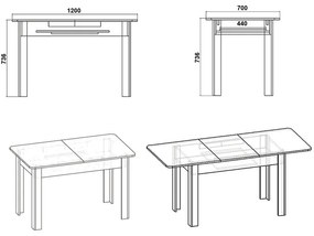 ΤΡΑΠΕΖΙ QUIIN PAKOWORLD ΕΠΕΚΤΕΙΝΟΜΕΝΟ ΛΕΥΚΟ 120-174X70X73.5ΕΚ