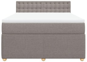 Κρεβάτι Boxspring με Στρώμα Taupe 140x190 εκ. Υφασμάτινο - Μπεζ-Γκρι