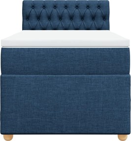 vidaXL Κρεβάτι Boxspring με Στρώμα Μπλε 90x200 εκ.Υφασμάτινο