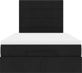 VidaXL Οθωμανικό κρεβάτι με στρώμα & LEDs Μαύρο 120x200 cm Ύφασμα