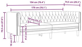 ΚΑΝΑΠΕΣ CHESTERFIELD 3 ΘΕΣΕΩΝ ΜΑΥΡΟ ΑΠΟ ΣΥΝΘΕΤΙΚΟ ΔΕΡΜΑ 372666