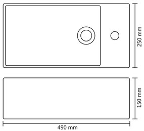 vidaXL Νιπτήρας με Οπή Υπερχείλισης Ασημί 49x25x15 εκ. Κεραμικός