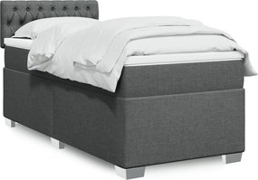vidaXL Κρεβάτι Boxspring με Στρώμα Σκούρο Γκρι 100x200 εκ. Υφασμάτινο