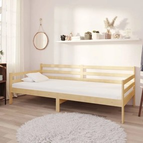Καναπές Κρεβάτι με Στρώμα 90 x 200 εκ. από Μασίφ Ξύλο Πεύκου - Λευκό