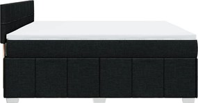 vidaXL Κρεβάτι Boxspring με Στρώμα Μαύρο 180x200 εκ. Υφασμάτινο