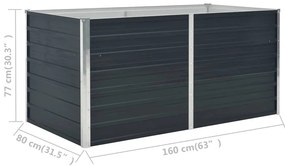 vidaXL Ζαρντινιέρα Ψηλή Ανθρακί 160x80x77 εκ. από Γαλβανισμένο Χάλυβα