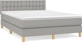 vidaXL Κρεβάτι Boxspring με Στρώμα Ανοιχτό Γκρι 140x200 εκ. Υφασμάτινο