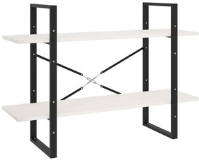 vidaXL Βιβλιοθήκη με 2 Ράφια Λευκή 100x30x70 εκ. από Μασίφ Ξύλο Πεύκου