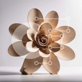 Intra Συλλεκτικό Ξύλινο Παζλ Plywood  4mm - Έργο τέχνης Ξύλινο Γλυπτό Λουλούδι Σε Ξύλινο Κουτί - Διαστάσεις Puzzle: 10x10 cm – 25 κομμάτια