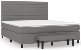 vidaXL Κρεβάτι Boxspring με Στρώμα Σκούρο Γκρι 180x200 εκ Υφασμάτιν