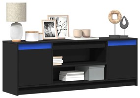Έπιπλο Τηλεόρασης με LED Μαύρο 139,5x34x50 εκ. από Επεξ. Ξύλο