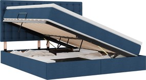 vidaXL LED Κρεβάτι αποθήκευσης με στρώμα Μπλε 160 x 200 cm Ύφασμα