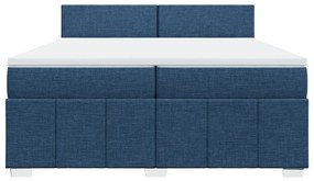 Κρεβάτι Boxspring με Στρώμα Μπλε 200x200 εκ. Υφασμάτινο - Μπλε