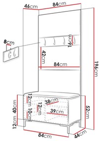 Σετ διαδρόμου Hartford F102, 196x84x46cm, 32 kg, Craft δρυς, Οικολογικό δέρμα, Πλαστικοποιημένη μοριοσανίδα, Εντοιχισμένη, Τοίχου | Epipla1.gr