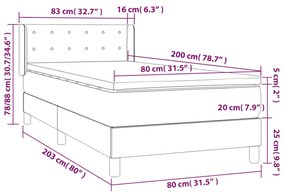 Κρεβάτι Boxspring με Στρώμα Μπλε 80x200 εκ. Υφασμάτινο - Μπλε