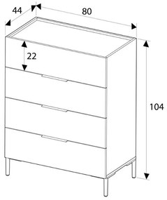 Συρταριέρα Oryana Megapap χρώμα καρυδί 80x44x104εκ.