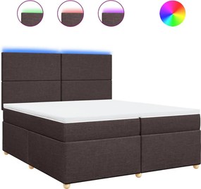 vidaXL Κρεβάτι Boxspring με Στρώμα Σκούρο Καφέ 200x200 εκ. Υφασμάτινο