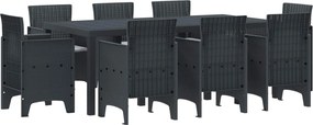vidaXL Σέτ φαγητού για κήπο 9 pcs Ανθρακί Πολυπροπυλένιο