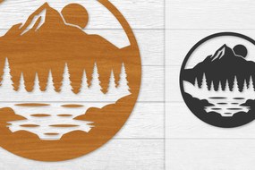 Intra απο ξύλο plywood 3mm-4mm πάχος – Διακόσμηση τοίχου Sunset Mountain Lasercut Δίασταση  40x30 cm INTRAFABR-114274837