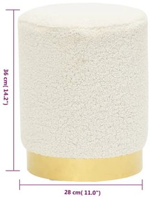 vidaXL Στρογγυλό Σκαμπό Hocker Λευκό Μάλλινο 28 x 36 cm