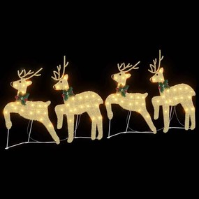 vidaXL LED Ελάφια 4 pcs Χρυσό ύφασμα