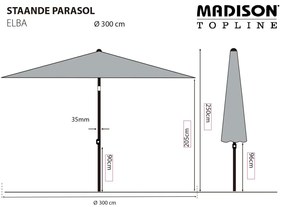 Madison Ομπρέλα Κήπου Elba Γκρι 300 εκ.