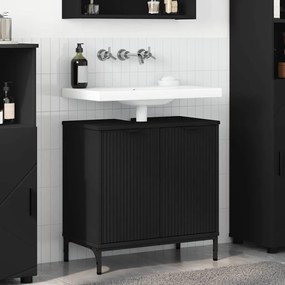 vidaXL Ντουλάπα Νιπτήρα Mπάνιου με πόρτα Μαύρο 60.5 x 33.5 x 61 εκ
