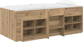 vidaXL Κρεβάτι σοφίτας με ντουλάπι με ράφι 3 τμχ. Artisan Δρυς