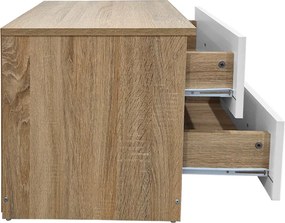 Κομοδίνο Athos pakoworld σε sonoma-λευκή απόχρωση 48x40x41.5εκ